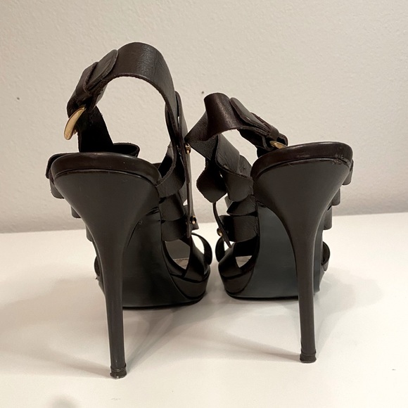 ZARA WOMAN COLLECTION Dark Brown Strappy Platform Heels SZ 40 9 - Picture 5 of 10